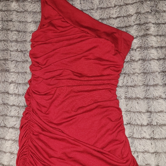 Red one shoulder beaded top - Picture 3 of 3